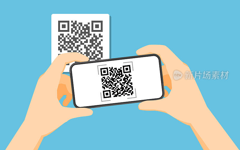 Hand holding smartphone to scan QR code on paper for detail
